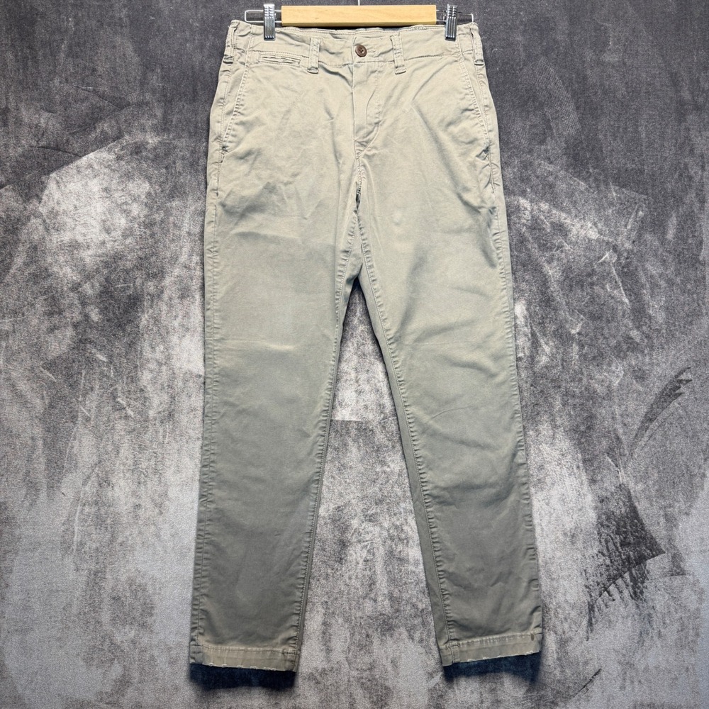 American Eagle Chino Pants Mens 28x30 Gray Cotton Blend Flex Slim Fit Casual